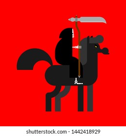 Grim Reaper on horse. Afterlife vector illustration