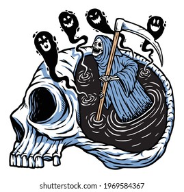 The grim reaper is on the mind illustration