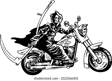 Grim Reaper on Motorcycle Vector Illustration