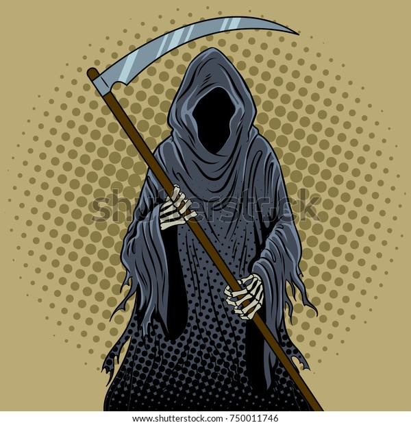 Grim Reaper Pop Art Retro Vector Stock Vector (Royalty Free) 750011746