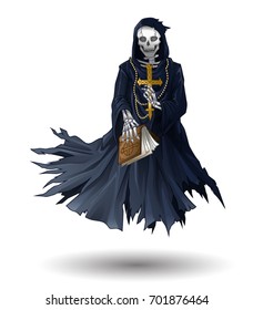 Grim reaper of priest vector illustration