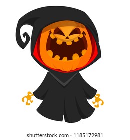 Grim reaper pumpkin cartoon Halloween character
