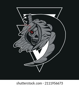 Grim Reaper With Red Eye Hand Draw Style illustration