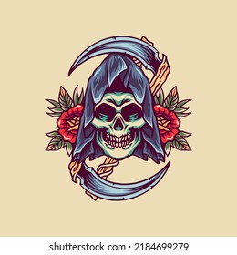 Grim Reaper Retro Illustration For Business