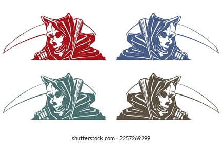 Grim Reaper With Scythe. Death With Scythe Vector Illustration