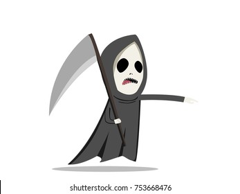 Grim reaper with scythe in flat style, vector character