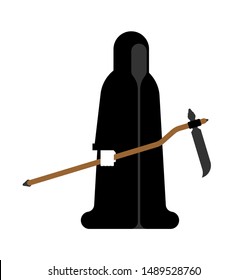 Grim Reaper with scythe in hood. Death symbol vector illustration