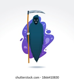 The Grim Reaper with the scythe. Isolated Vector Illustration