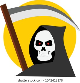 Grim Reaper with a scythe on full moon