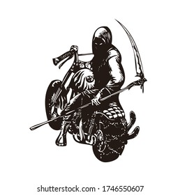 grim reaper with scythe riding motorcycle