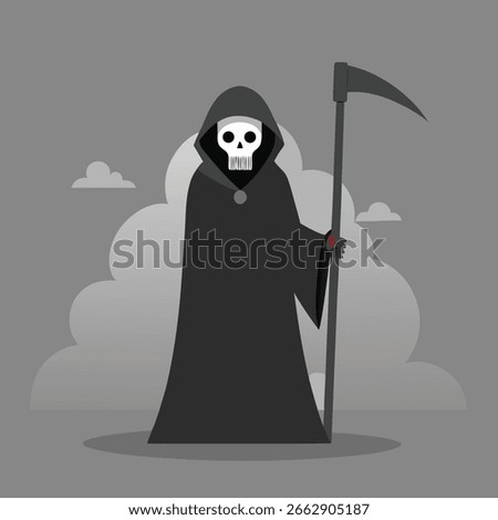 Grim Reaper with Scythe and Skull Face death skeleton
