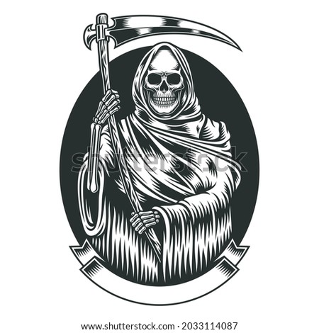 Grim Reaper With Scythe Vector Graphic 