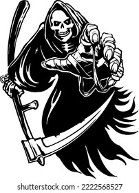 Grim Reaper with Scythe Vector Illustration