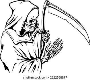 Grim Reaper with Scythe Vector Illustration