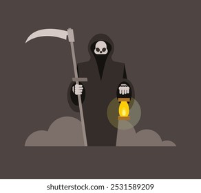 Parca con Scythe Vector Ilustraciones de archivo, Ilustración vectorial de estilo minimalista plana