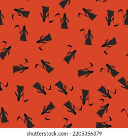 grim reaper seamless pattern in orange background halloween fabric design textile illustration