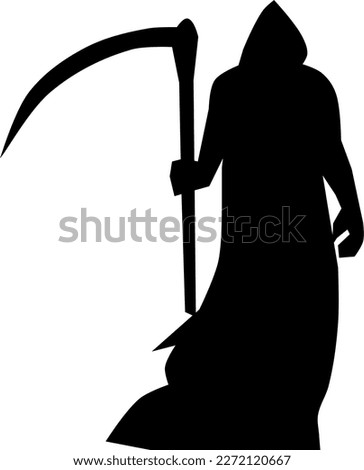 Grim reaper shadow vector illustration.