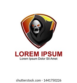 Grim Reaper Shield Emblem Logo Template
