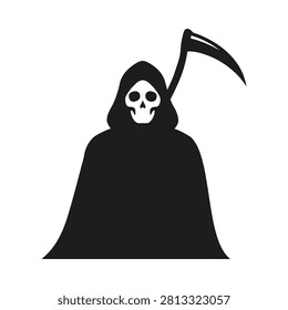 Grim reaper silhouette against a white background dark and ominous
