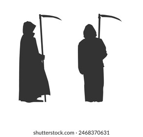 Grim Reaper Silhouette. Halloween and horror concept vector art