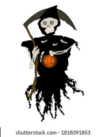 Grim reaper silhouette for Halloween poster, banner, invitation cards and greeting cards