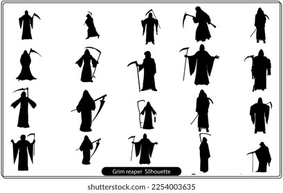 Grim reaper Silhouette vector set