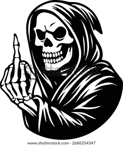 Grim Reaper | Skeleton Middle Finger Design | Gothic Skull Reaper