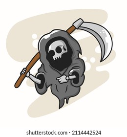 grim reaper skull carrying scythe