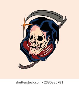 The Grim Reaper Skull Face Tattoo 