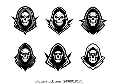 Grim Reaper Totenschädel Logo Vektorgrafik, Grim Reaper Logo für Ihr Design