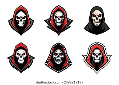 Grim Reaper Totenschädel Logo Vektorgrafik, Grim Reaper Logo für Ihr Design