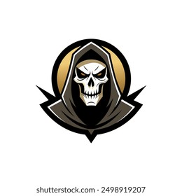 Grim Reaper Totenschädel Logo Vektorgrafik, Grim Reaper Logo für Ihr Design