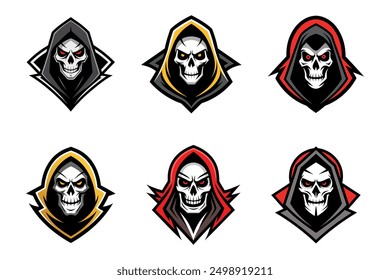 Grim Reaper Totenschädel Logo Vektorgrafik, Grim Reaper Logo für Ihr Design