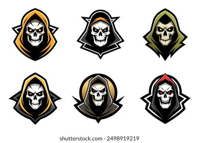 Grim Reaper Totenschädel Logo Vektorgrafik, Grim Reaper Logo für Ihr Design