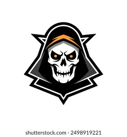 Grim Reaper Totenschädel Logo Vektorgrafik, Grim Reaper Logo für Ihr Design