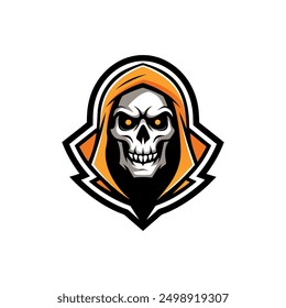 Grim Reaper Totenschädel Logo Vektorgrafik, Grim Reaper Logo für Ihr Design