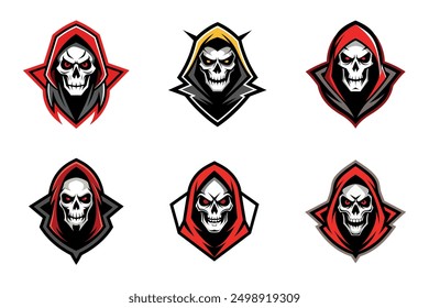 Grim Reaper Totenschädel Logo Vektorgrafik, Grim Reaper Logo für Ihr Design