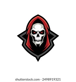 Grim Reaper Totenschädel Logo Vektorgrafik, Grim Reaper Logo für Ihr Design