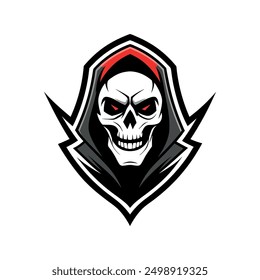 Grim Reaper Totenschädel Logo Vektorgrafik, Grim Reaper Logo für Ihr Design