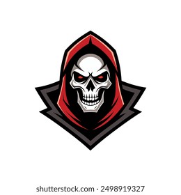 Grim Reaper Totenschädel Logo Vektorgrafik, Grim Reaper Logo für Ihr Design