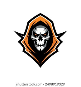 Grim Reaper Totenschädel Logo Vektorgrafik, Grim Reaper Logo für Ihr Design