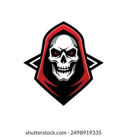 Grim Reaper Totenschädel Logo Vektorgrafik, Grim Reaper Logo für Ihr Design