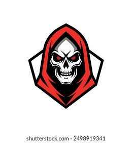 Grim Reaper Totenschädel Logo Vektorgrafik, Grim Reaper Logo für Ihr Design