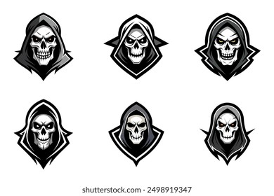 Grim Reaper Totenschädel Logo Vektorgrafik, Grim Reaper Logo für Ihr Design