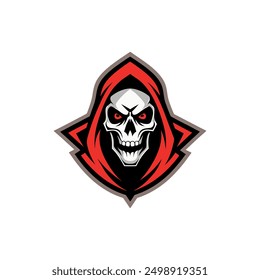 Grim Reaper Totenschädel Logo Vektorgrafik, Grim Reaper Logo für Ihr Design