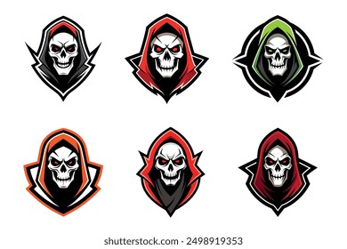 Grim Reaper Totenschädel Logo Vektorgrafik, Grim Reaper Logo für Ihr Design