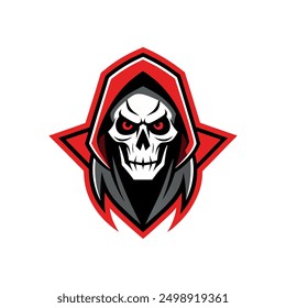 Grim Reaper Totenschädel Logo Vektorgrafik, Grim Reaper Logo für Ihr Design