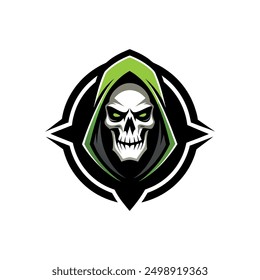 Grim Reaper Totenschädel Logo Vektorgrafik, Grim Reaper Logo für Ihr Design