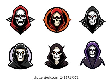 Grim Reaper Totenschädel Logo Vektorgrafik, Grim Reaper Logo für Ihr Design