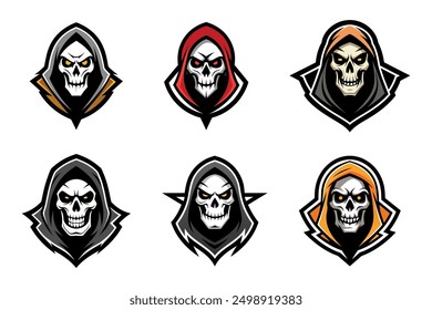 Grim Reaper Totenschädel Logo Vektorgrafik, Grim Reaper Logo für Ihr Design